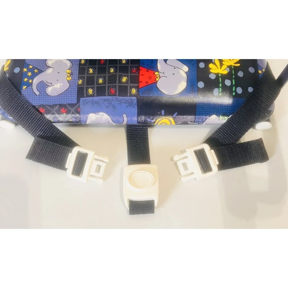 Vtg 90's Graco Tot Loc Clip Booster Chair w/ Seatbelt, Blue Elephant 3045JKP